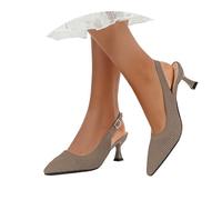 Damen Schuhe Elegant Stiletto Heels Spitze Zehenpartie Fersenriemen Sommer Stoffpumps Damen Mit Absatz Bequeme Schlanke Hohe Absätze Atmungsaktive Slingpumps Frühling 2026