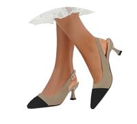 Damen Schuhe Elegant Stiletto Heels Spitze Zehenpartie Fersenriemen Sommer Stoffpumps Damen Mit Absatz Bequeme Schlanke Hohe Absätze Atmungsaktive Slingpumps Frühling 2026