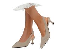 Damen Schuhe Elegant Stiletto Heels Spitze Zehenpartie Fersenriemen Sommer Stoffpumps Damen Mit Absatz Bequeme Schlanke Hohe Absätze Atmungsaktive Slingpumps Frühling 2026
