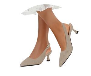Damen Schuhe Elegant Stiletto Heels Spitze Zehenpartie Fersenriemen Sommer Stoffpumps Damen Mit Absatz Bequeme Schlanke Hohe Absätze Atmungsaktive Slingpumps Frühling 2026