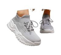 Damen Schuhe Leder - Hallux Orthopädische Weite H Bequeme Breite Fuß Tennisschuhe Sportschuhe Elegant Atmungsaktive Shoes Walkingschuhe rutschfeste Sommer Sneaker Straßenlaufschuhe Grau 36