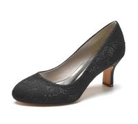 Damen-Schuhe mit Spitze, geschlossener Zehenpartie, Abendkleid, Braut, Brautjungfer, mittelhoher Absatz, Hochzeit, Slip-on-Schuhe