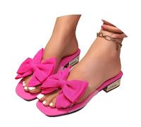 Damen Schuhe Schwarz Rot Elegante Pantoletten Mit Eckiger Spitze Schleifendetail, Bequeme Sandalen Mit Mittelhohem Absatz Für Breite Füße Schuhe Damen Chucks Hausschuhe Set Lässig Bold（40