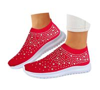 Damen Schuhe Sneakers - Sportschuhe Hallux Valgus Breite Füße Leicht Fuß Walkingschuhe Freizeitschuhe Weite H Elegant Sommerschuhe Tennisschuhe rutschfeste Bequeme Sneaker Rot 38