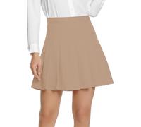 Damen Schule Schule A-Linie Mini Faltenrock Routine Hohe Taille Plissee Kurze Skater Tennis Röcke mit Shorts (L, Khaki)