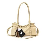 Damen Schultertasche mit Falten Optik, große PU Hobo Bag mit abnehmbarem | Gefaltete PU-Oberfläche: Geräumig, abnehmbarer Charm und angenehmes Tragen über der Schulter - ideal für Arbeit, Shopping & R