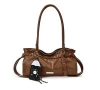 Damen Schultertasche mit Falten Optik, große PU Hobo Bag mit abnehmbarem | Gefaltete PU-Oberfläche: Geräumig, abnehmbarer Charm und angenehmes Tragen über der Schulter - ideal für Arbeit, Shopping & R