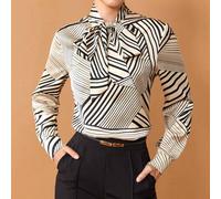 Damen Schwarz-Weiß gestreifte Bluse mit Schleife, Langarm gemustertes Hemd, elegante Büro-/Lässig kleidung