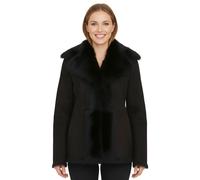 Damen Schwarze Schaffell Toscana Merino Shearling Wildlederjacke-Siena EU 48 / UK 20