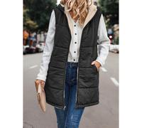 Damen schwarze wendbare ärmellose Steppweste mit Kapuze, Größen S-XL