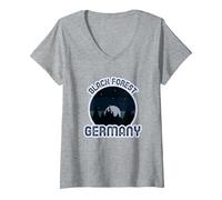Damen Schwarzwald Deutschland Geschenk T-Shirt mit V-Ausschnitt, Grau Meliert, XXL