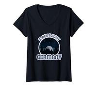Damen Schwarzwald Deutschland Geschenk T-Shirt mit V-Ausschnitt, Schwarz, XXL