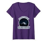 Damen Schwarzwald Deutschland Geschenk T-Shirt mit V-Ausschnitt, Violett, S