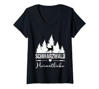 Damen Schwarzwald Hirsch Heimatliebe Schwarzwälder Geschenkidee T-Shirt mit V-Ausschnitt