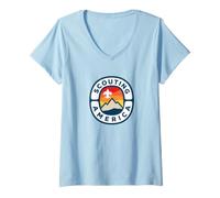 Damen Scouting America Vintage Eighties Outdoor Logo T-Shirt mit V-Ausschnitt