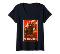 Damen Seabiscuit Horse, Pferderennen, Del Mar, Santa Anita, Pferde T-Shirt mit V-Ausschnitt
