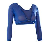 Damen Seamless Arm Shaper Crop Top 3/4 Ärmel Mesh Transparente Shapewear Unterwäsche Figurformende Tops Vorder- und Rückseite Reversibel V-Ausschnitt Shape Body Shirt Bluse Oberteile