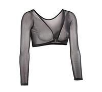 Damen Seamless Arm Shaper Crop Top 3/4 Ärmel Mesh Transparente Shapewear Unterwäsche Figurformende Vorder- und Rückseite Reversibel Shape Body Shirt Bluse Oberteile
