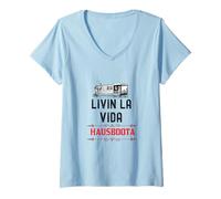 Damen Segeln - Hausboot - Living la Vida Hausboota für Aussteiger T-Shirt mit V-Ausschnitt