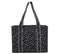 Damen-Segeltuch, gesteppt, Einzel-Schultertasche, großes Fassungsvermögen, Aufbewahrungshandtasche, florales Rüschen-Design, Clutch-Handtaschen, tragbar, for Outdoor-Reisen und Einkaufen (schwarz)