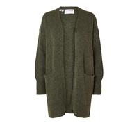 Damen Selected Lange Strickjacke mit Taschen | Open Stretch Casual Cardigan | Knitted Coat SLFLULU, Farben:Grün, Größe:XS