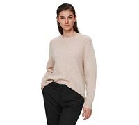 Damen Selected Rundhals Strickpullover Lockerer Feinstrick Wollpullover SLFLULU Sweater, Farben:Beige-2, Größe:XXL