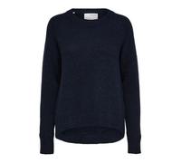 Damen Selected Rundhals Strickpullover Lockerer Feinstrick Wollpullover SLFLULU Sweater, Farben:Dunkelblau, Größe:L
