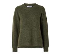 Damen Selected Rundhals Strickpullover Lockerer Feinstrick Wollpullover SLFLULU Sweater, Farben:Grün, Größe:XS