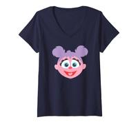 Damen Sesame Street Baby Face Abby Cadabby T-Shirt mit V-Ausschnitt