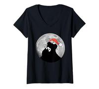 Damen Sesame Street Cookiemonster Xmas Christmas Sesamstrasse T-Shirt mit V-Ausschnitt