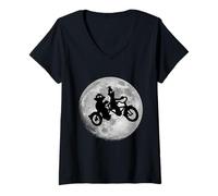 Damen Sesame Street Ernie & Bert Moon Bikers Sesamstrasse T-Shirt mit V-Ausschnitt