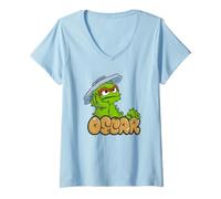 Damen Sesame Street Oscar The Grouch Simple Graffiti Tag T-Shirt mit V-Ausschnitt