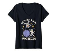 Damen Sesame Street Vintage Bert and Ernie Out of This World T-Shirt mit V-Ausschnitt
