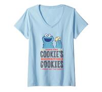 Damen Sesame Street Vintage Cookie Monster Fresh Out of the Oven T-Shirt mit V-Ausschnitt