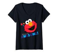 Damen Sesamstraße Elmo Cuddle Cute Sweet Face Awesome Classic T-Shirt mit V-Ausschnitt