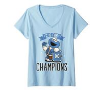 Damen Sesamstraße Krümelmonster Champion 60er Jahre Sports Fun Classic T-Shirt mit V-Ausschnitt