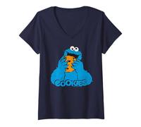 Damen Sesamstraße Krümelmonster Cookies Forever Happy Classic T-Shirt mit V-Ausschnitt