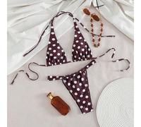 Damen sexy braun-weiß gepunkteter Bikini-Set, geeignet für den Strand, elegante Freizeitkleidung für den Urlaub. Hergestellt aus hochelastischem, komf