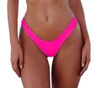 Damen Sexy Cheeky Brazilian Cut Bikini Bottom Solid Low Rise High Leg Tanga Badeanzug Bottom, rosa - deep pink, Large