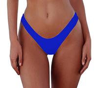 Damen Sexy Frecher brasilianischer Schnitt Bikinihose Solid Niedrige Leibhöhe Hohe Bein Tanga Badeanzug Unterteil, Königsblau, Medium
