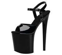 Damen Sexy Hot High Heels Schwarz 20CM Stilettos Plateau Sandalen Hochzeit Party Kleid Pumps Stripper Club Pole Dance Schuhe Große Größe 34-46,Schwarz,46 EU