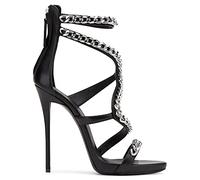 Damen Sexy Kette High Heels 13CM Stiletto Sandalen Spitz Knöchelriemen Pumps Stripper Nachtclub Tanzschuhe Größe 34-46,Schwarz,34 EU