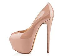 Damen Sexy Peep Toe High Heels Schwarz 16CM Stiletto Plateau Pumps Sandalen Hochzeit Braut Abschlussball Party Kleid Schuhe Größe 34-46,Apricot,40 EU