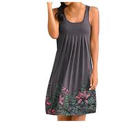 Damen Sexy Sommerkleider Ärmellos Tank Top Minikleid Rundhals Loose Strandkleid Casual Oversize Kleid Damen Knielang Kleid Boho Kleid A Linie Kleid Shirtkleid Swing Blusenkleid