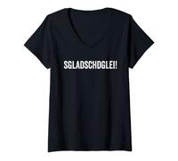 Damen Sgladschdglei Es klatscht gleich auf Sächsisch lustiges T-Shirt mit V-Ausschnitt