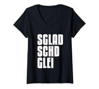 Damen Sgladschdglei Es klatscht gleich auf Sächsisch T-Shirt mit V-Ausschnitt