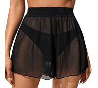 Damen Sheer Mesh Mini Röcke Hohe Taille Durchsichtig Skater Rock Strand Badeanzüge Cover-Up Sexy Kurz Hosenrock Sommer Shorts Mesh Rock Party Rock Sehr Kurzer Rock