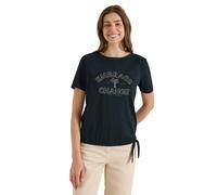 Cecil Damen Shirt im Ausbrenner-Look mit Wording in Grün Größe L – 50% Baumwolle/50% Polyester