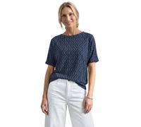 Street One Frauen Shirt mit Boat Neck und Elastikbund in Blau, Gr: 36