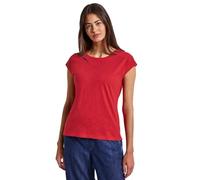 Shirttop STREET ONE, Damen, Gr. 40, rot (glory rot), Jersey, Obermaterial: 50% Baumwolle, 50% Modal, unifarben, casual, regular fit taillenbedeckt, Rundhals, Kurzarm, Tops, mit Deko-Tape (61454344-40)